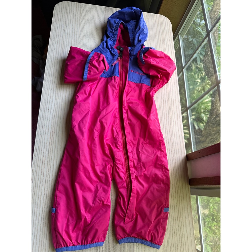Columbia Interchange Baby Snowsuit Pink Purple Hooded Bunting 3-6 Months